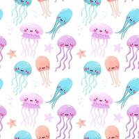 Seamless pattern with jellyfish, underwater world theme. vector