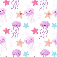 Seamless pattern with jellyfish, underwater world vector