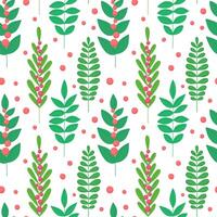 Seamless botanical pattern of twigs with berries, botanical background elements, herbs vector