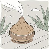 an illustration of a humidifier on a table vector