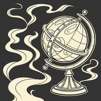 an old style globe with smoke coming out of it vector