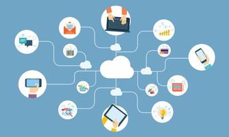 business online working and cloud computing server connect concept vector