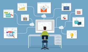 people business working internet online network application vector
