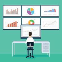 business data analytics concept with businessman working on report graph monitor. business finance investment vector