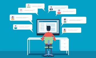 business man working online with social network communication connection concept vector