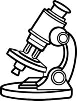 A Simple Line Drawing of silhouette a Classic Microscope for Science Education vector