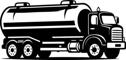 Black and white illustration of a silhouette large tanker truck for transporting liquids vector