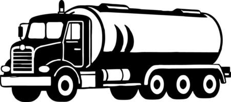 Black and White Illustration of a Tanker silhouette Truck for Transportation of Liquids or Gases vector