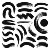Abstract black ink brush strokes set on white background for creative design use vector
