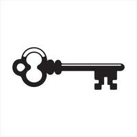 Print Antique Skeleton Key Icon Black and White Silhouette Design vector