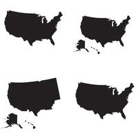 All fifty US states in one silhouette map collection great for educational projects vector