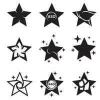 Abstract curved star symbols and logo icons in a minimal silhouette pack for identity use vector