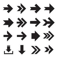 Arrow symbol logo collection in flat style silhouettes for navigation and guides vector