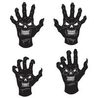 Gritty angry skull and hand silhouette artwork for use in bold design compositions vector