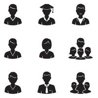 Group people icon silhouettes for teamwork unity and organization themes vector