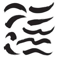 Diverse stroke set with curved pointing brush icons in bold minimal silhouette style vector