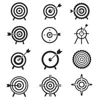 Minimal target icon set with sniper aim silhouettes for shooting interface vector