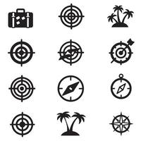 Aim and beach graphics combined in black silhouette for templates vector