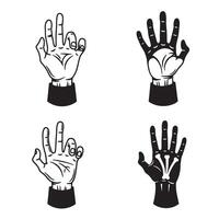 Angry skull silhouette and hand pose bundle for tough attitude themed artwork vector