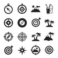 Clean flat target and summer sign icons for professional design use vector