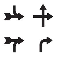 Bold directional arrow icon set silhouette for signage mobile and web navigation vector