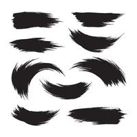 Curved brush stroke design collection with pointing curve elements in bold silhouette style vector