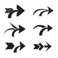 Streamlined arrow icon silhouette collection for application interface design vector