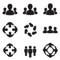 Diverse team icon bundle in silhouette style for inclusive design projects vector