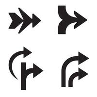 Navigation arrow icon set silhouette with multiple styles for tech and design use vector