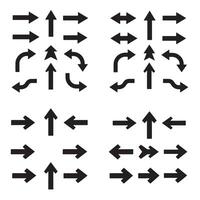 Directional symbol icon set silhouette with clean style for app and mobile designs vector