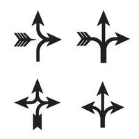 Clean directional arrow icon silhouettes perfect for graphic maps and web tools vector