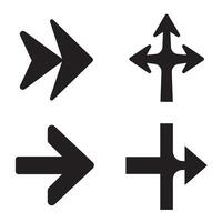 Minimal style directional arrow icon silhouette collection for interface layout use vector