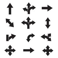 Simple flat arrow logo designs in a navigation symbol and pointing silhouette pack vector