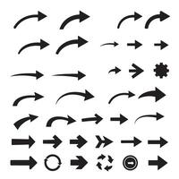 Hand pointer symbols and curved arrows in modern navigation silhouette icon set vector