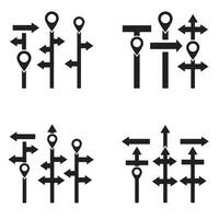 Smooth directional icon silhouette collection perfect for graphic panels and UI guides vector
