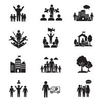 Social community icon bundle in clean silhouette for connection and sharing vector
