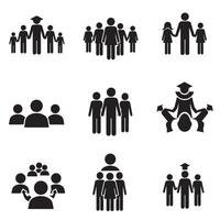 Clean community figure icons in silhouette for networking and events vector