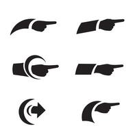Silhouette design bundle of pointing hand gestures and curved arrows for direction use vector