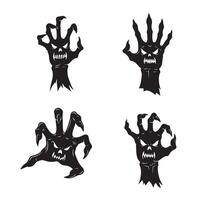 Hand and skull silhouette art set perfect for tattoo shops and horror merchandise vector
