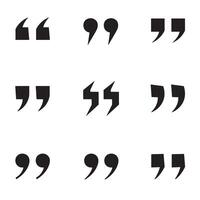 Collection of black quotation symbols for stylish design print layouts and publishing use vector