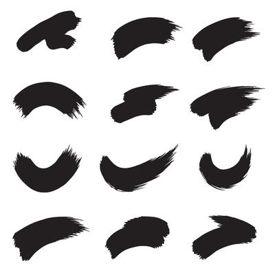 Curved pointing stroke brush designs in a minimal silhouette pack for creative use