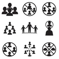 Connection and unity icon set featuring people symbols in silhouette form vector