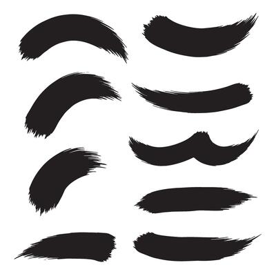 Creative bundle of curved strokes and pointing brush shapes in modern silhouette layout