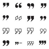 Diverse black quote mark designs perfect for editorial layout books and typographic use vector