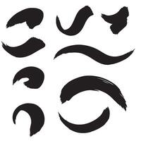 Artistic curved stroke collection with gesture brush styles in clean silhouette format vector