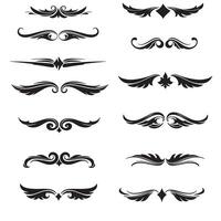Elegant swirl and swoosh design elements in a bold silhouette ornament bundle vector