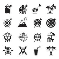 Focus target symbols with palm beach icons in silhouette format vector