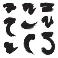 Smooth curve stroke designs and brush gesture icons in a complete silhouette set vector