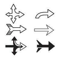Variety of arrow icons in silhouette style for tech projects and web interfaces vector