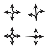 High contrast arrow icon silhouettes used for button guides and layouts vector